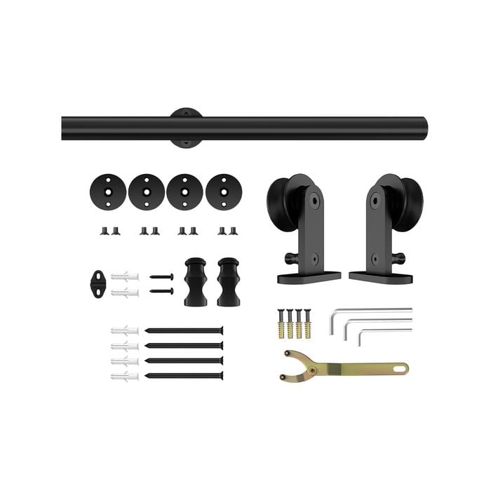 Rolltrak Black Matte Top Mount Barn Door Round Track Set