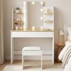 Oikiture Dressing Table Stool Set with 10 LED Bulbs White and Natural