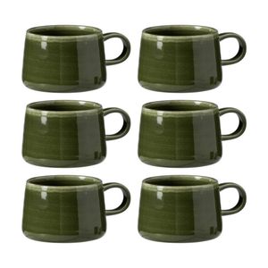 6PK Ecology Ottawa Stoneware Mug Moss Green Rustic Drink Cup 365ml
