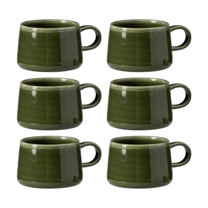 6PK Ecology Ottawa Stoneware Mug Moss Green Rustic Drink Cup 365ml
