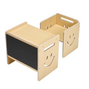 Vevor 3 In 1 Montessori Weaning Table And Chair Set Natural With Chalkboard For Ages 1 To 5