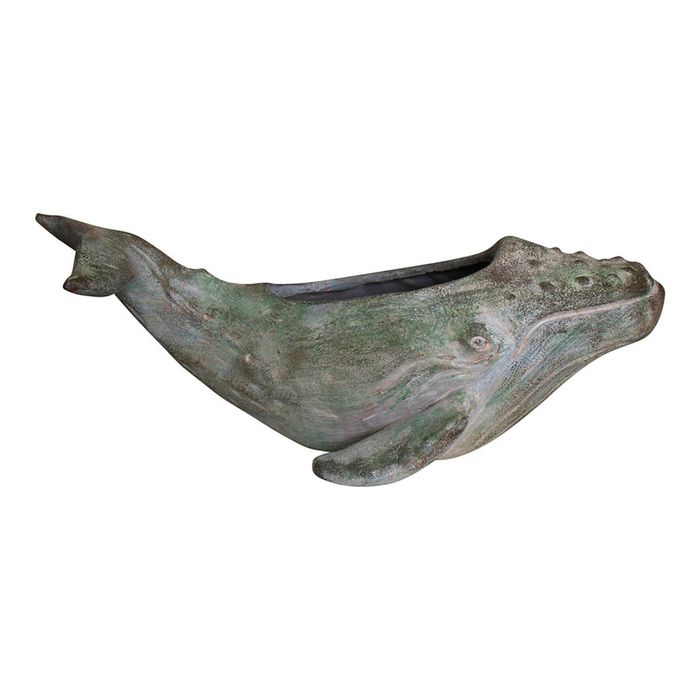 Resin 32cm Whale Planter Interior Home Decorative Figurine Ornament Holder Wash