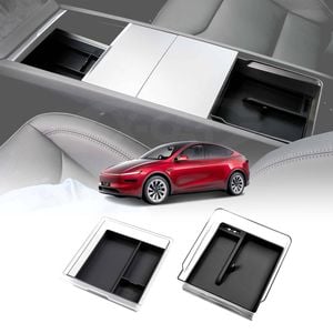 Centre Console Organizer Tray for Tesla Model Y Juniper 2025-Onwards with Black Silicone Mat