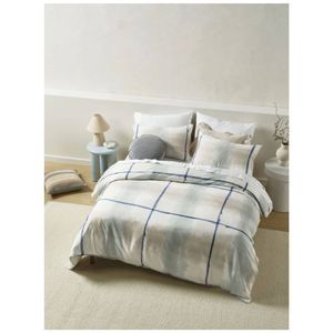 Linen House Kindred Classic Blue Check Cotton Sateen Quilt Cover Set Double