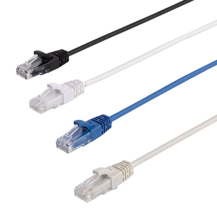 Antsig 25cm Blue/White/Black/Grey Ultra Thin CAT6A RJ45 Ethernet Cable - 12 Pack