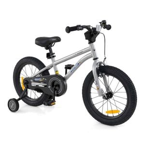 Costway Kids Dual-brake Bicycle W/training Wheels Adjustable Bike - Silver