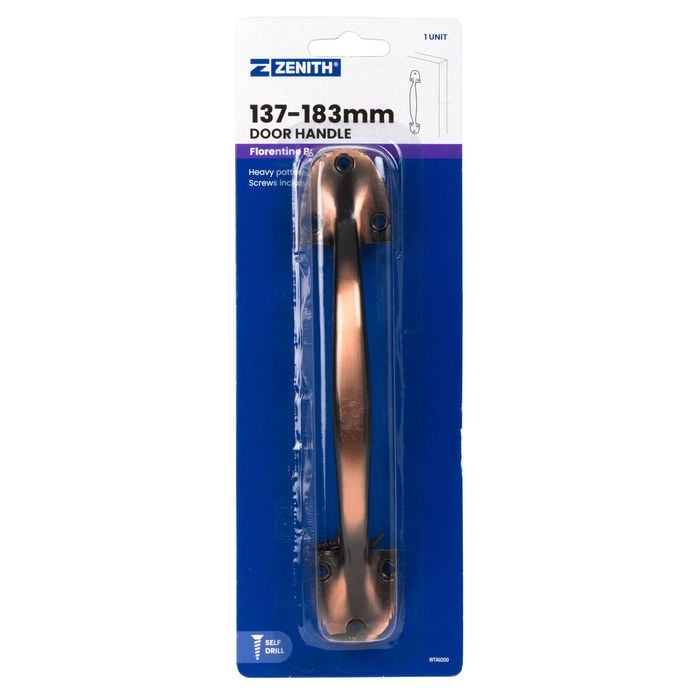 Zenith 137-183mm Florentine Bronze D Shape Heavy Duty Door Handle