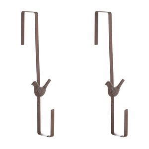 2PK Esschert Design Cast Iron Door Wreath Hanger Bird Home Decor 35.5 cm Brown
