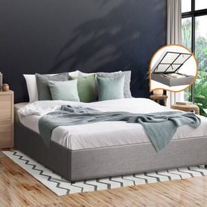 Oikiture Bed Frame Double Size Gas Lift Base With Storage