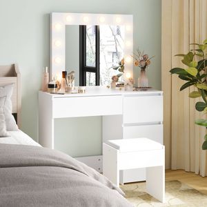 Ufurniture Dressing Table Set 12 LED Adjustable Bulb White
