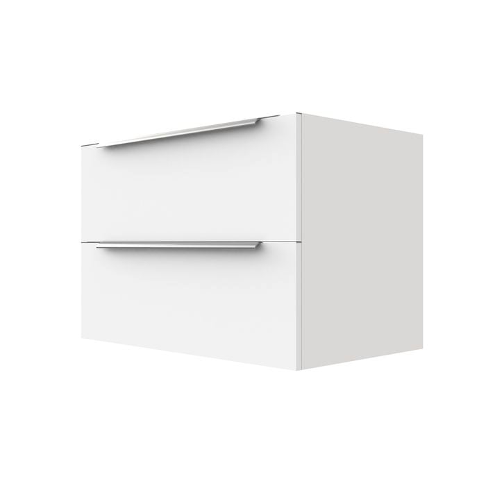 Stein 750 x 450 x 500mm White Select Wall Hung With Silver Integrated Handle Vanity - Cabinet Only