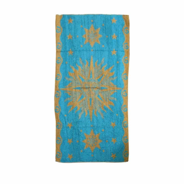 500gsm Reversible Cotton Velour Beach Towel 85 X 170 Cm Deep Aqua Sunface