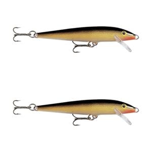 2x Rapala 13cm Original Floating Minnow Hard Body Fishing Lures - Gold