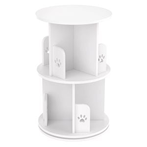 Advwin 2 Tiers Bookshelf Kids Rotating Corner Bookcase Cabinet Revolving Display Stand Rack White