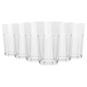 Argon Tableware 400ml Plastic Highball Glasses - Set of 6 - Clear Reusable Cocktail Champagne Fizz Cola Tumbler Drinking Cups