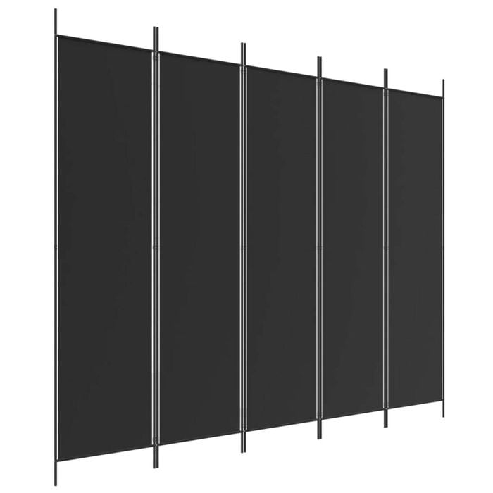 vidaXL 5-Panel Room Divider Black Fabric Privacy Screen Room Separator Folding