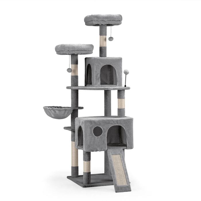 Petzly Cat Tree Tower Scratching Post Scratcher Condo House Bed 164cm Beige/grey