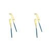 2x 2pc LVD S/Steel Cheese Knife & Spreader Pointed Handle - Gold/Blue