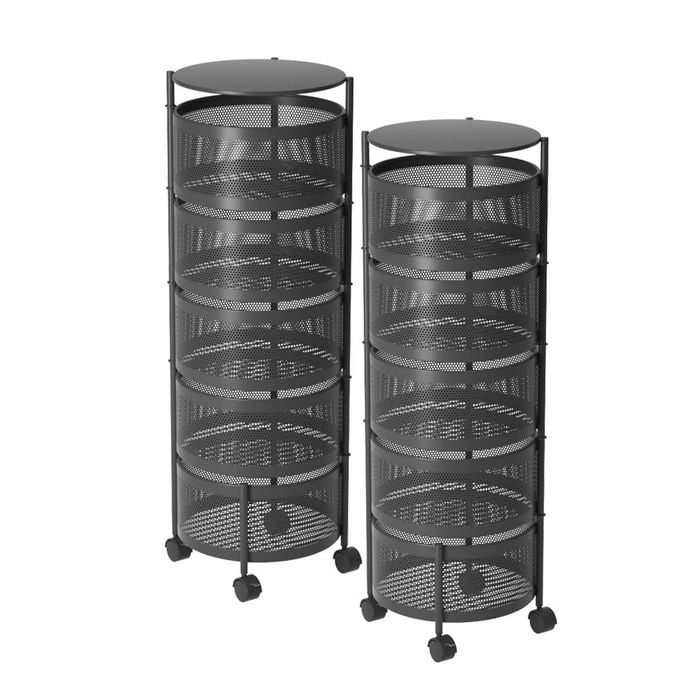 SOGA 2 Pack 5-Tier Round Rotating Storage Racks with Wheels