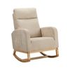 Oikiture Rocking Armchair Linen Fabric Lounge Chair Accent Chair Beige
