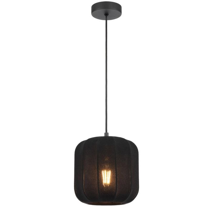 Telbix Jonsel Modern Pendant Hanging Lamp Light Fabric Metal Black