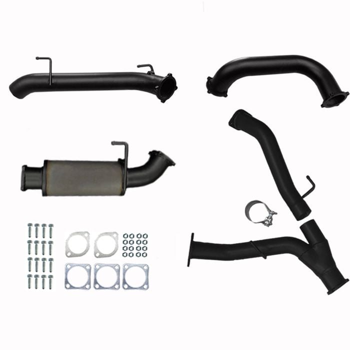 Toyota Landcruiser Exhaust 200 Series 4.5L V8 Twin 3" To Single 3.5" DPF Back With Mid Muffler Black 409 Stainless Steel