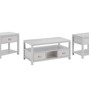 3-Piece Solid Wood Coffee Table Set - White