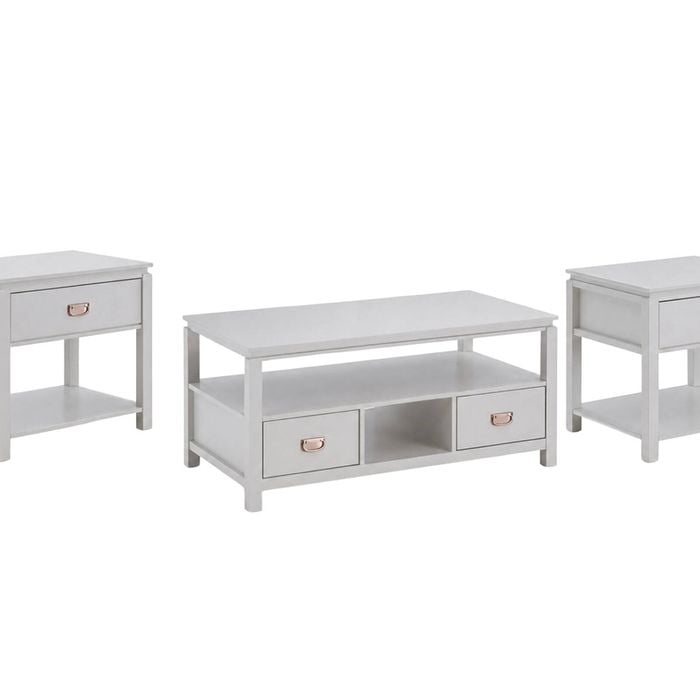 3-Piece Solid Wood Coffee Table Set - White