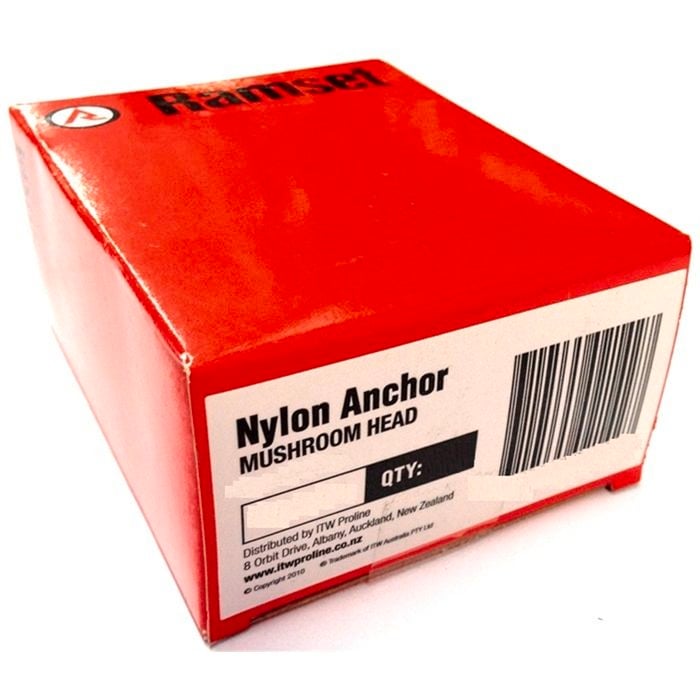 Ramset Nylon Anchor Mushroom Head 5 x 25mm 100pk
