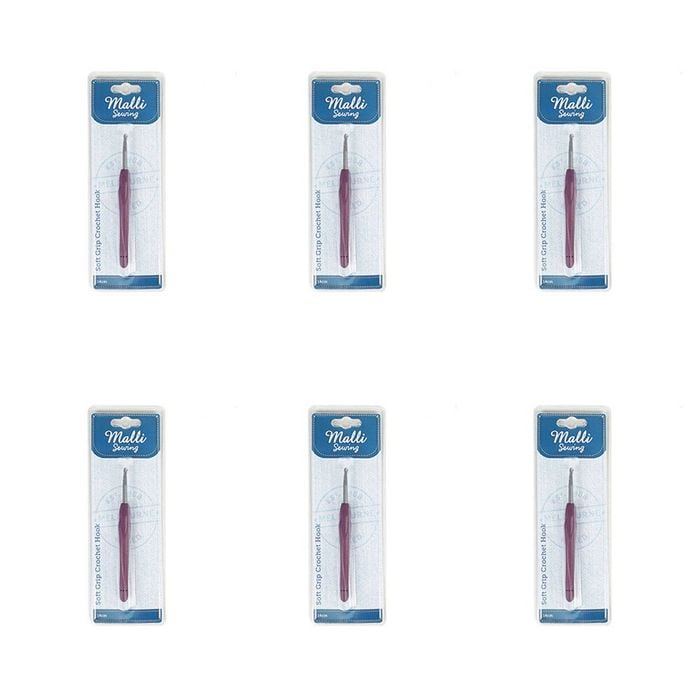 6pk Malli Metal/plastic Soft Grip Crochet Hook Yarn Knitting Tools 140mm