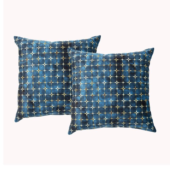 2pc Renee Taylor 50cm Pillow Square Velvet Printed Sofa Filled Cushions Cubic