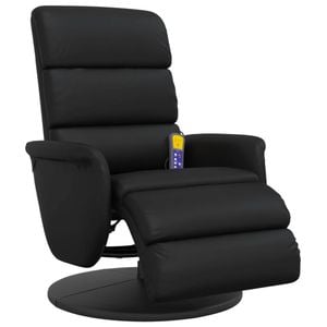 vidaXL Massage Recliner Chair with Footrest Single Sofa Black Faux Leather