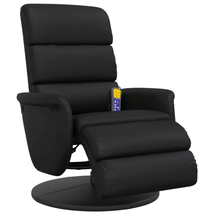 vidaXL Massage Recliner Chair with Footrest Single Sofa Black Faux Leather