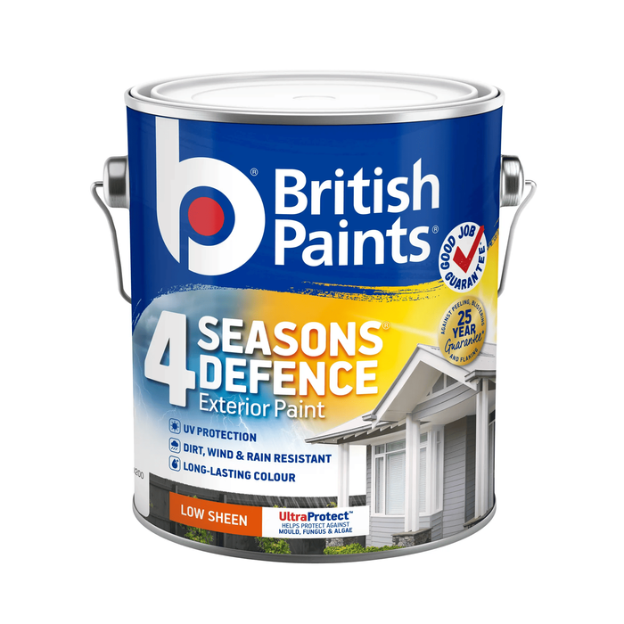 British Paints 4 Seasons Defence Low Sheen White Exterior Paint - 2L