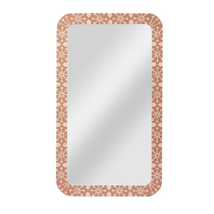 Belle Adina Bone Inlay Handcrafted Mirror 120x70cm - Peach/White