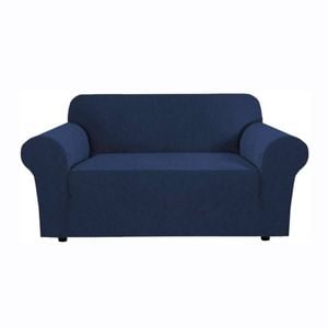 Smarcute 2 Seater High Stretch Jacquqard Textured Sofa Cover Navy