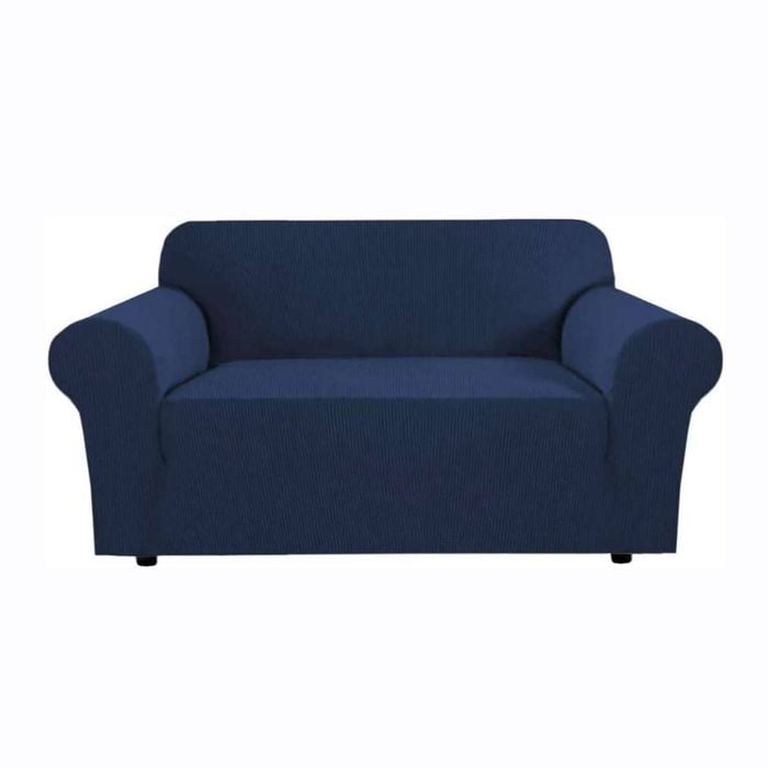 Smarcute 2 Seater High Stretch Jacquqard Textured Sofa Cover Navy