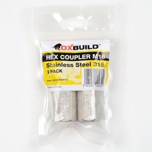 Oxbuild M16 316 Stainless Steel Hex Coupler - 2 Pack