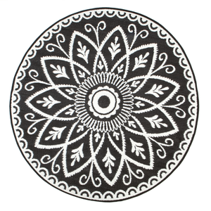 Fab Habitat 180cm  Black And White Benaras Floral Recycled Plastic Reversible Outdoor Rug