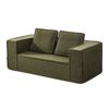 Oikiture 2-Seater Compressed Kids Sofa Sherpa Boucle Green