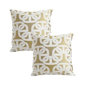 SOGA 2X 50cm Artistic Olive Green White Geometric Pattern Throw Pillow
