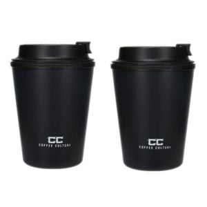 2PK Coffee Culture Eco Double Wall 350ml Reusable Beverage Travel Cup Onyx Black