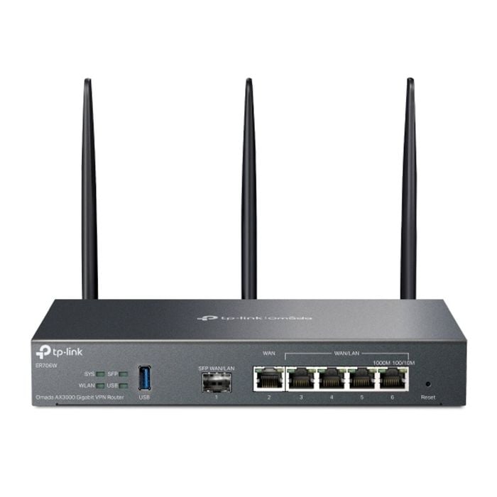 Tp-link Er706w Omada Ax3000 Gigabit Vpn Router, 6 Gigabit Ports (5 Rj45+1 Sfp), Omada Mesh, Ipsec, Ssl, Wireguard,