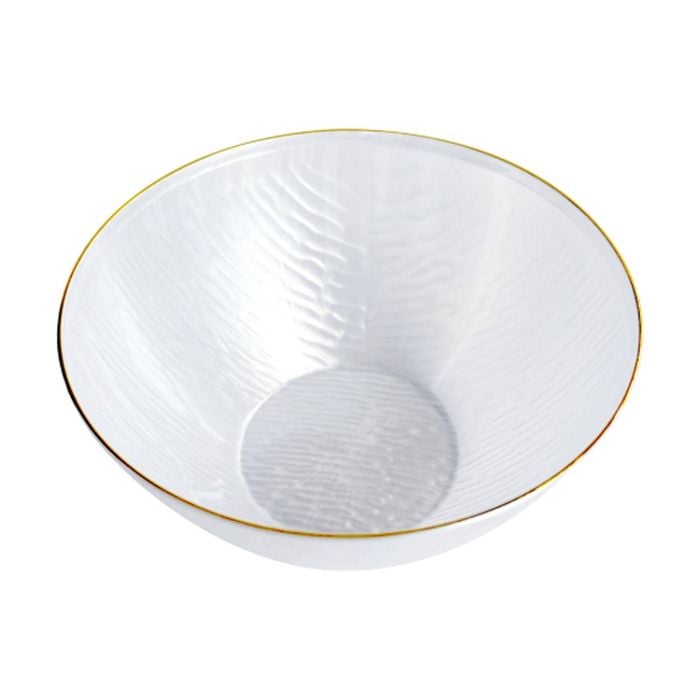 6x 10pc Partyware Reusable Heavy Duty Bowl Set W/ Gold Rim 148x68mm White