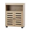 Oikiture Buffet Sideboard Shoe Storage Cabinet Slatted Doors Natural