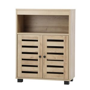 Oikiture Buffet Sideboard Shoe Storage Cabinet Slatted Doors Natural