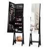 Costway Rotatable Jewellery Storage Armoire Full-Length Mirror Cabinet Black