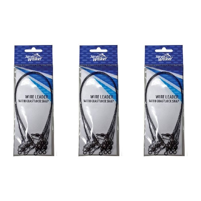 3x 6 Pack of Jarvis Walker 12 Inch/60lb Wire Fishing Leaders-Coastlock Snaps