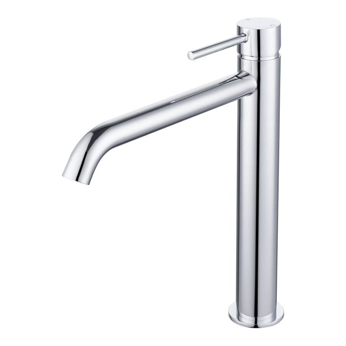 Mondella 25mm Chrome Resonance Pin Lever Curved Spout Vessel Basin Mixer