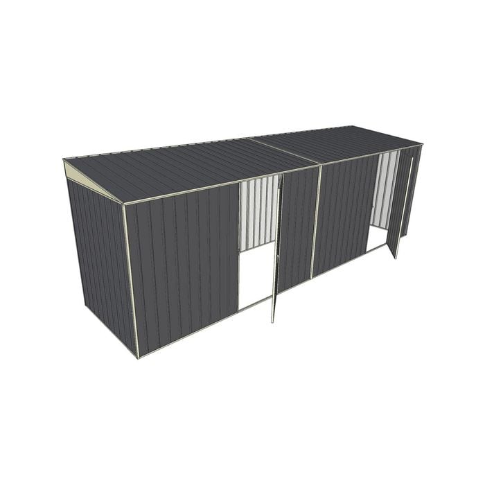 Build-a-Shed 1.5 x 6 x 2m Dual Hinged Side Door Skillion Shed - Grey